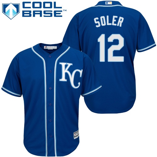 Royals #12 Jorge Soler Royal Blue Cool Base Stitched Youth MLB Jersey - Click Image to Close